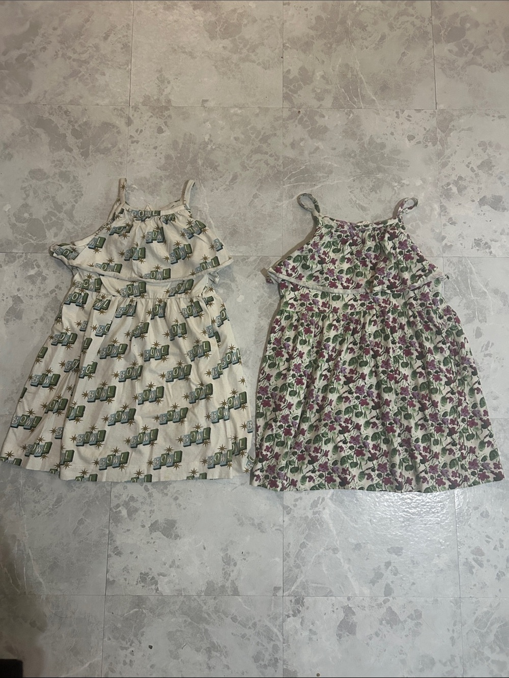 Girls Kate Quinn Floral Tiered Sundress in White, Green, Purple - floral, bowl